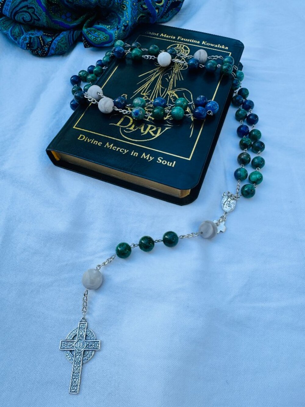Our Lady of Iona Celtic Mary Sacred Heart Christ Handmade Silver Rosary